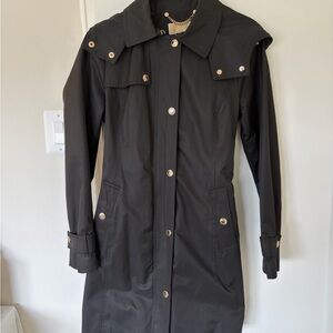 Michael Kors Black Trench Coat with Gold Accents